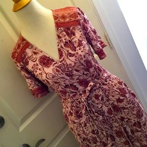 NWOT Knox Rose Rust Boho Wrap Midi Dress